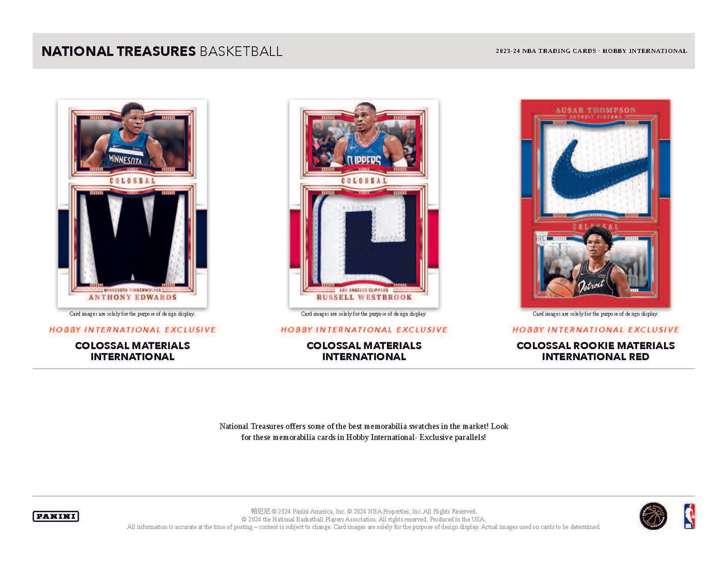 2023-24 Panini National Treasures Basketball International Hobby Box (Presell)