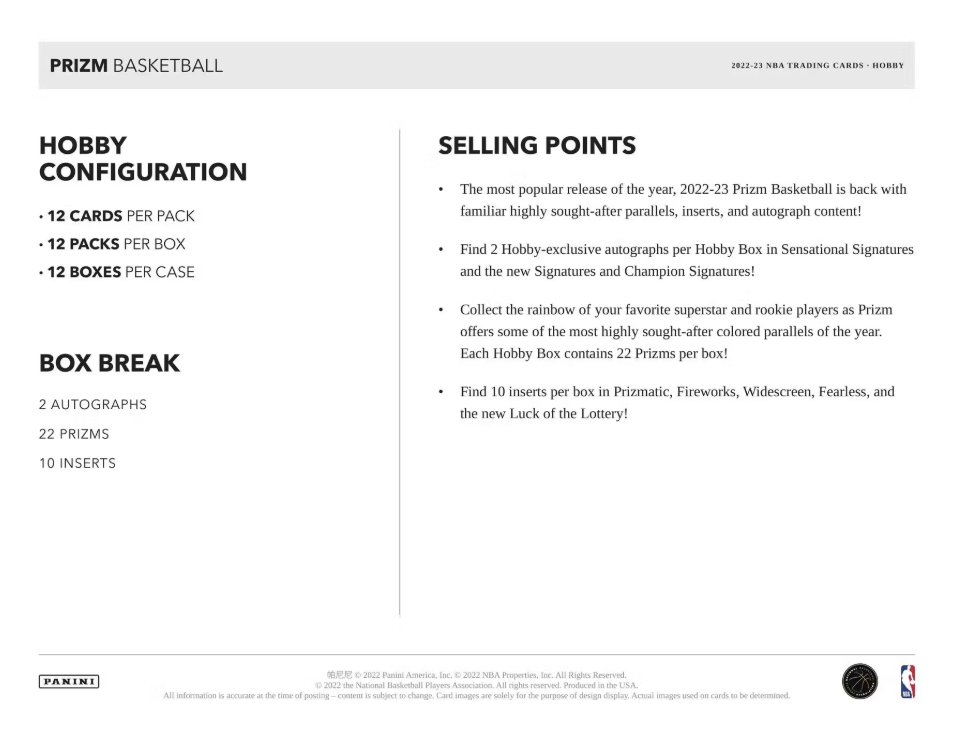 2022-23 Panini Prizm Basketball Hobby