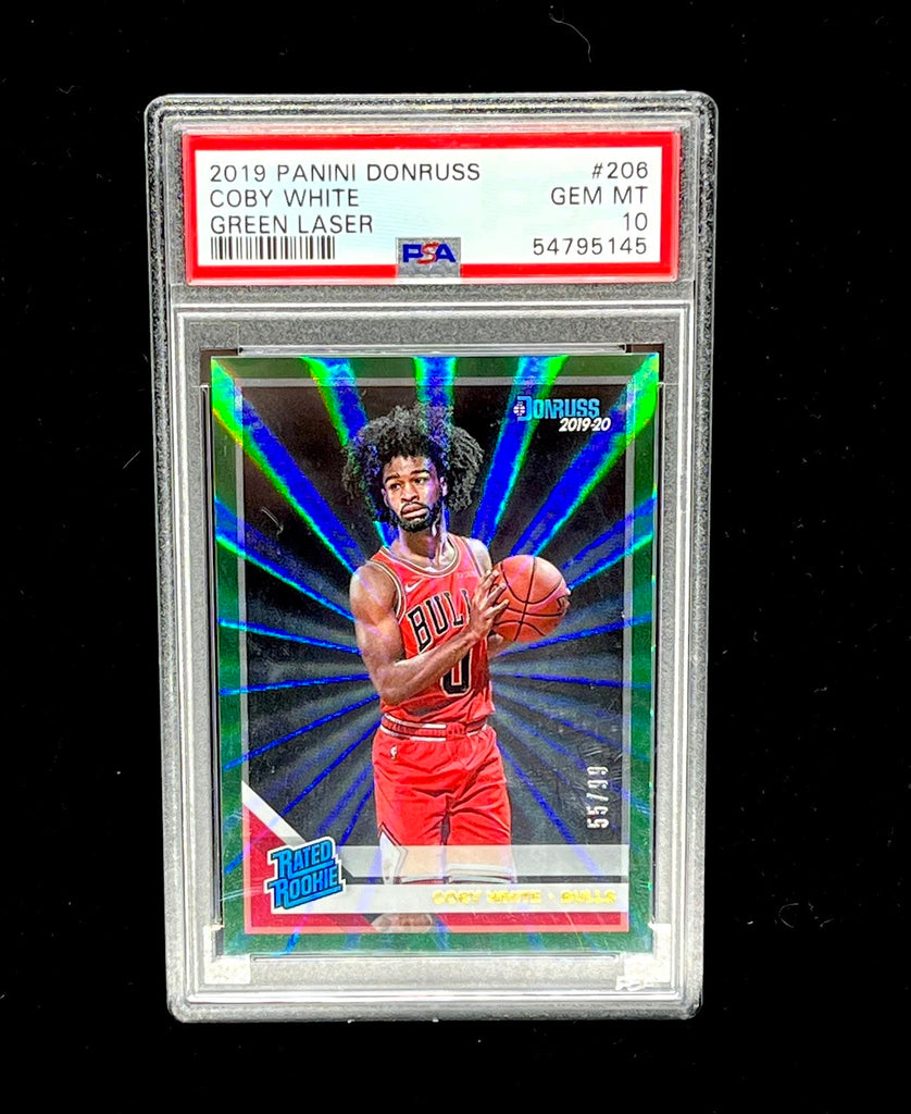 Coby White Panini Donruss 2019 Green Laser 55/99 PSA10