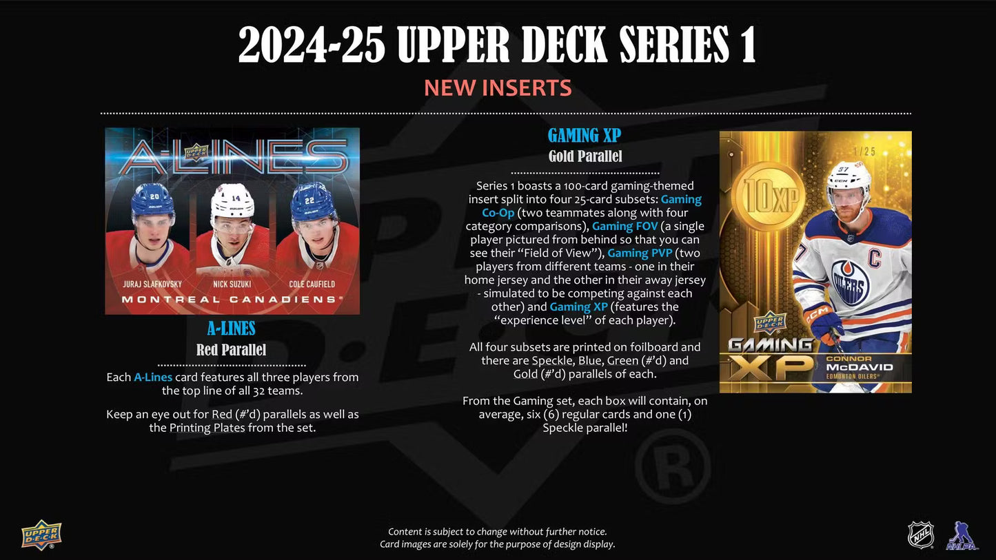 2024-25 Upper Deck Series 1 Hockey Hobby Box